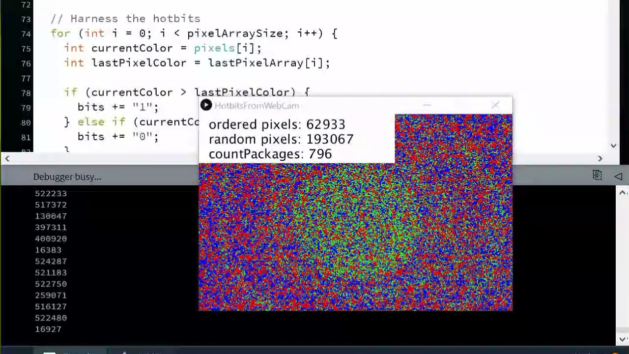 Hotbits / TRNG True Random Numbers from Webcam - Proof Of Concept