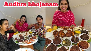 Andhra bhojanam Pappu,full joints,eggs fry veg & non veg pickles