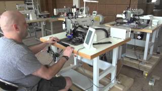 Automatic pattern sewing machine for heavy harness and slings