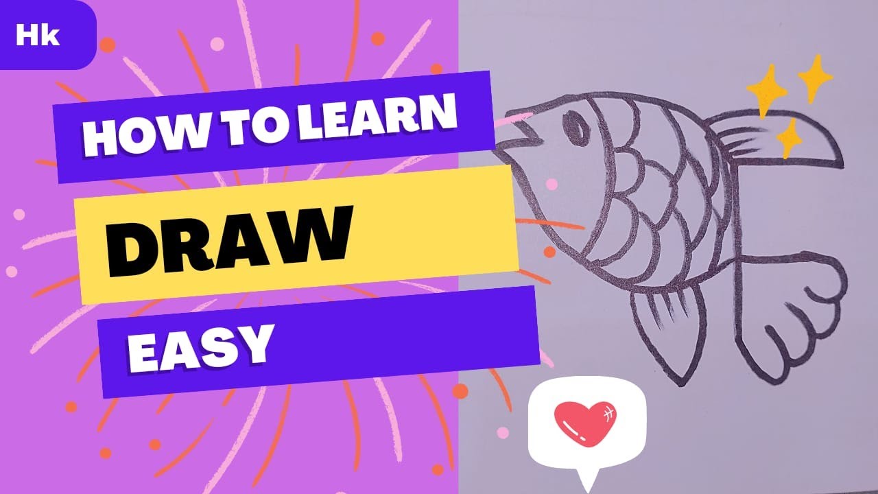 How to draw a Fish ๐ From letter F | Very easy drawing | Fish ๐ drawing ...