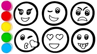 Drawing & Coloring - 6 Smileys Emoticons