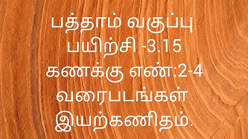 10th Maths/Exercise -3.15/Sum no:2-4/Algebra (Graph)/Samacheer kalvi/Tamil medium.