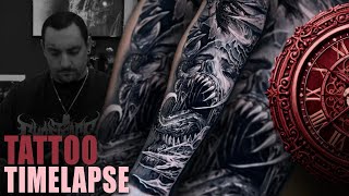 Tattoo Timelapse | To The Hellfire inspired sleeve | Chris Sinclair Tattoos 