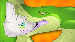 💜COMIC SNAKE VORE - green python swallowed furry