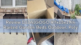 Review Dizaigogo 47X15X19In Raised Garden Beds Outdoor, Polypropylene Elevated Planter Boxes Outdoor