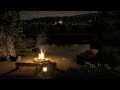Campfire by the Lake - crackling fire sounds | Bonfire & Crickets & Frog sounds 8 hours