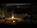 Campfire by the Lake - crackling fire sounds | Bonfire & Crickets & Frog sounds 8 hours