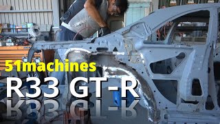 R33GT-R再生プロジェクト#14右クォーターインナーパネルとクオーターパネルの取り付け作業（EnglishSabtitle）