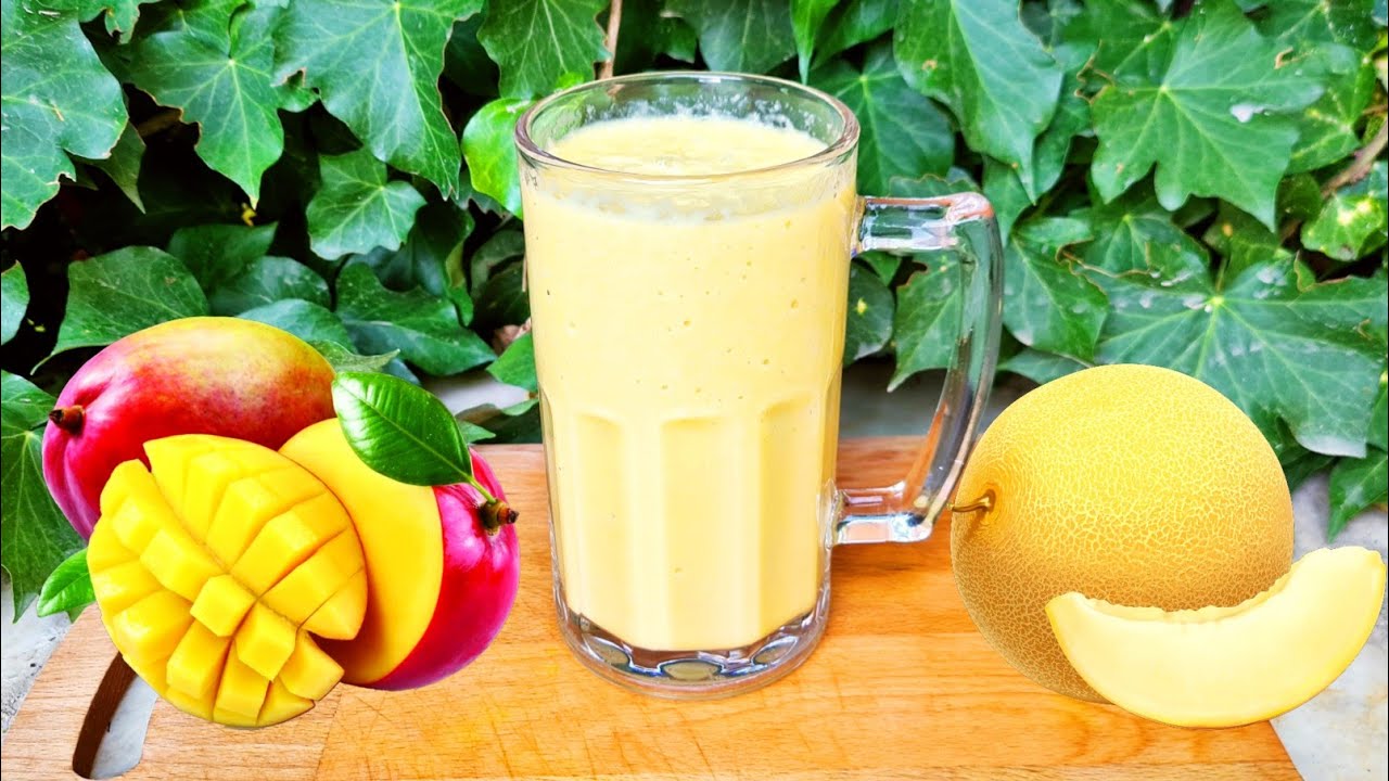 Mango and cantaloupe smoothie/smoothie recipes/Fruit smoothie/Milk and
