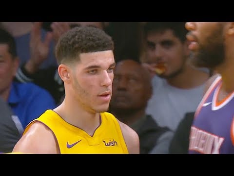 Lonzo Ball New Hair Debut! Lonzo Ball Alley Oops and Blocks! LA Lakers vs Phoenix Suns  YouTube