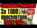 Сколько платит Ютуб за 1000 просмотров. Заработки на Ютубе.