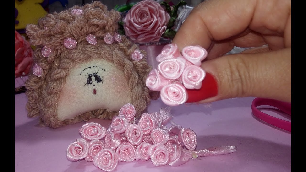 DIY-ROSAS DE FITA DE CETIM NÚMERO 3 FÁCIL E LINDA!!PASSO A PASSO!!!^^