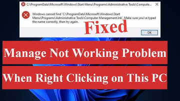 Manage Not Working Problem When Right Clicking on This PC #manage