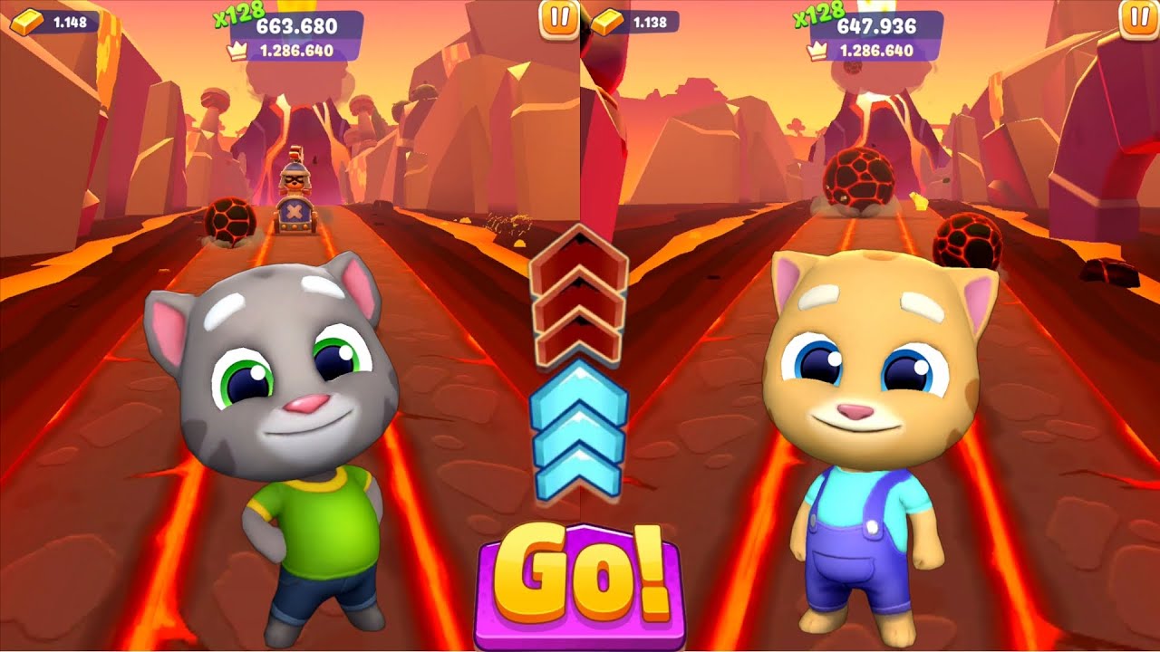 Talking Tom Time Rush Party - Super Tom vs Super Ginger Speed ​​Competition - (Andoid)