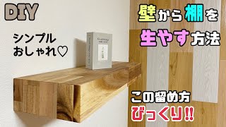 【DIY】【棚】壁から棚を生やす方法お部屋やお店におしゃれな棚を作るシンプルなのに存在感あり留め方にもコツやポイントがあります技あり#diy #棚 #飾り棚 #アカシア#日曜大工士