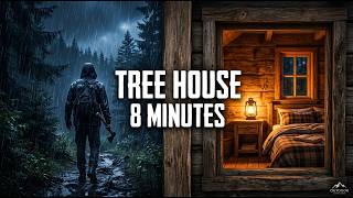 Silent Shelter: Modern Tree House from Scratch – Rain, Wood, Fire