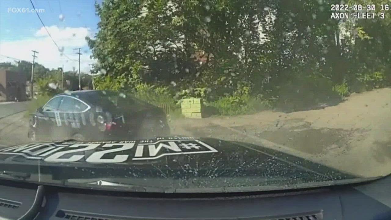 Crash footage released of teen that hit cop car with stolen Audi - YouTube