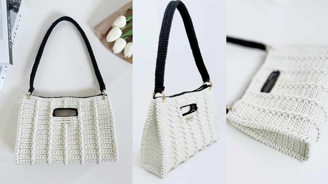 Вязаная сумка красивого классического дизайна