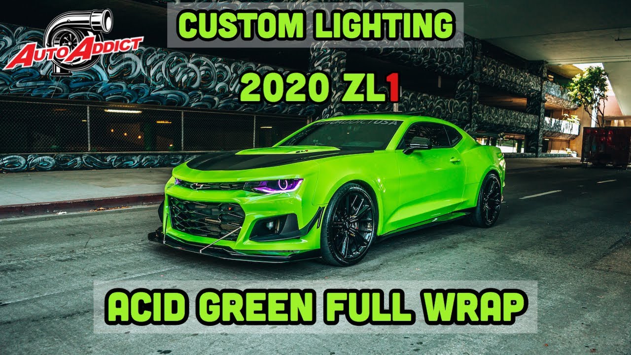 2020 ZL1 ACID GREEN Full Wrap with Custom RGB Lights - YouTube