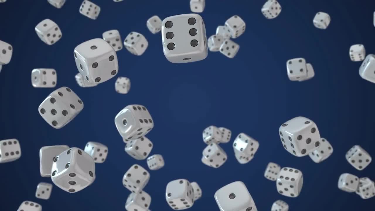 4K Falling Dice Loop Stock Motion Graphics