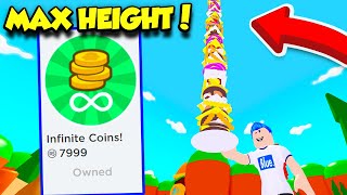 BUYING THE INFINITE COINS GAMEPASS IN CHEESBURGER SIMULATOR REACHING MAX HEIGHT! (Roblox)