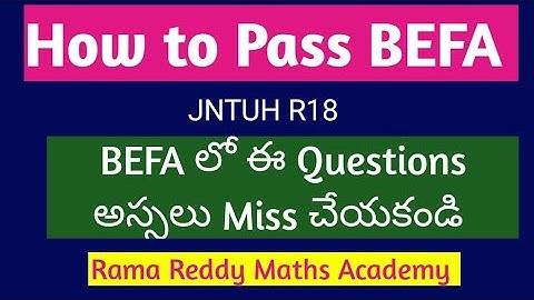 JNTUH BEFA | BEFA Important Questions | How to prepare BEFA | How to Pass BEFA | @Rama Reddy Maths A
