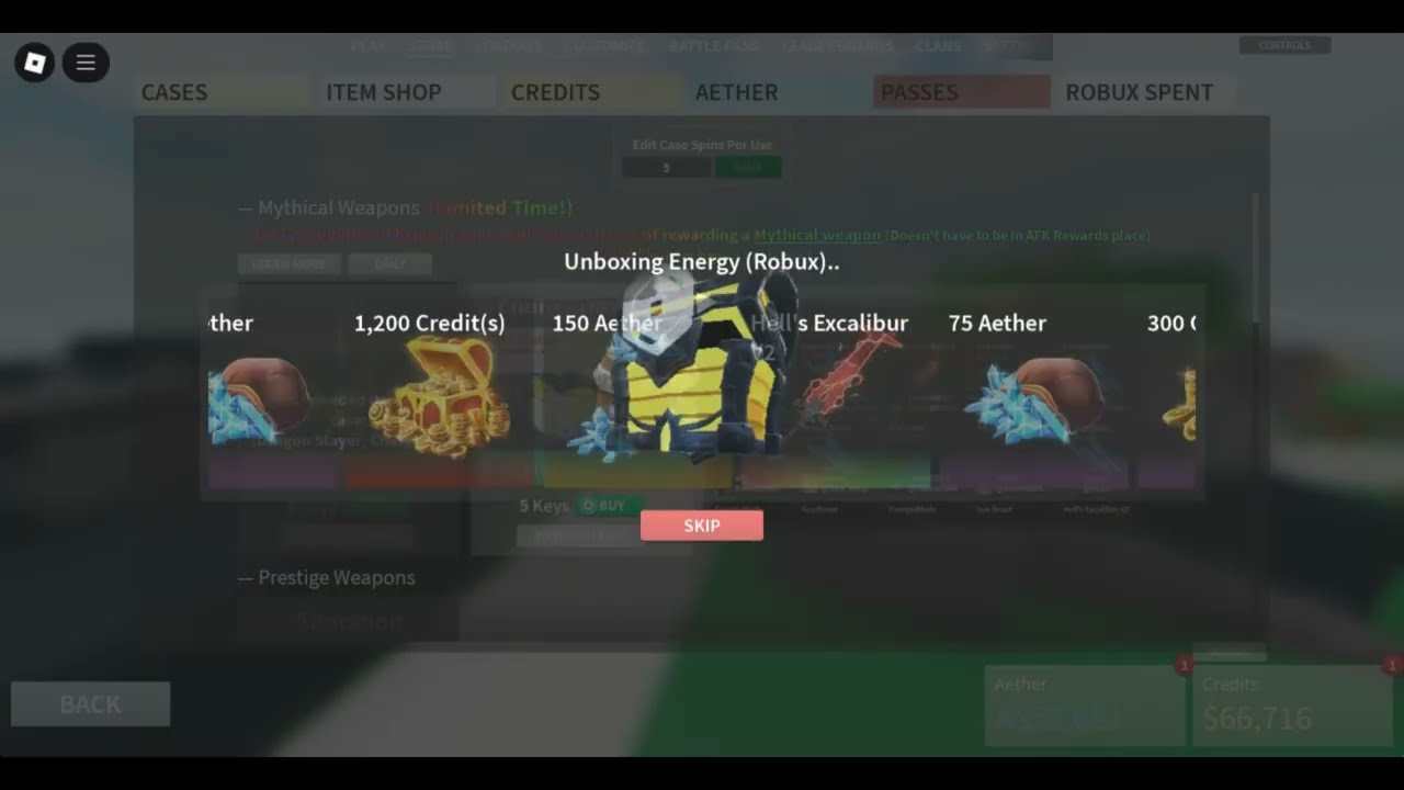 Combat-Warriors 450 Robux Energy Crates to unbox Sea Beast