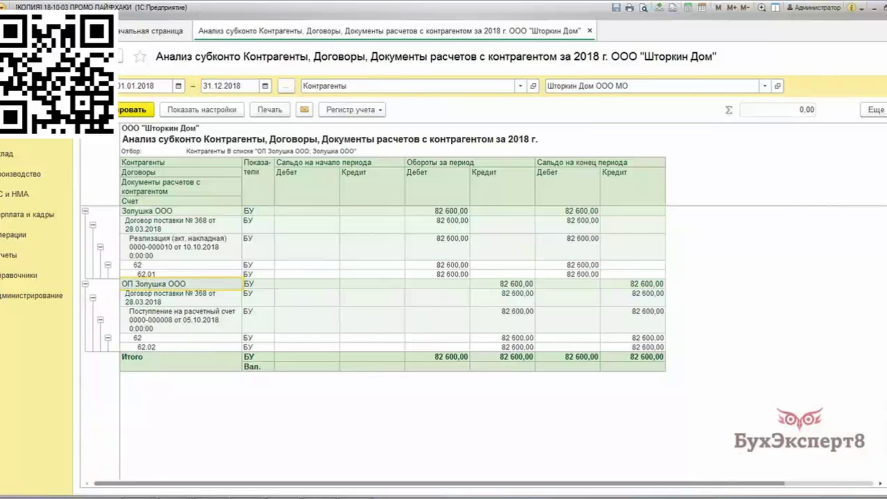 1с 8.3 анализ счета