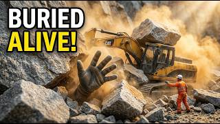 MASSIVE QUARRY COLLAPSE! Excavator Buried Alive — Rescue Mission