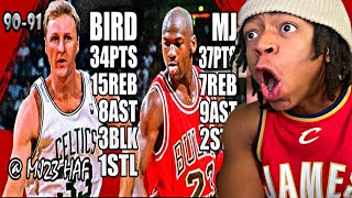 LEBRON FAN REACTS TO Michael Jordan vs Larry Bird Highlights (1991.03.31) - 71pts, Crazy Battle!