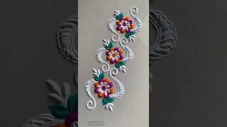 Beautiful floral border rangoli pattern! #creative #rangoli #relaxing #rangoliart #borderrangoli