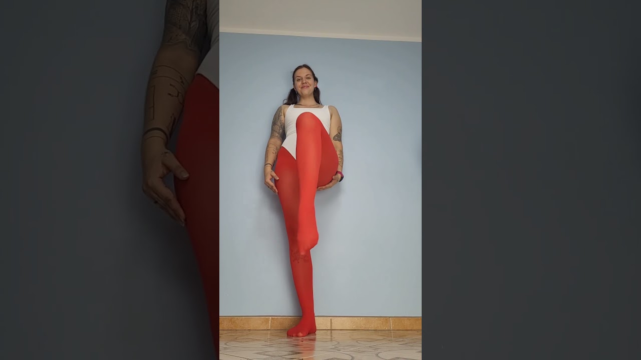 Red opaque tights with boots or without shoes? 😉
