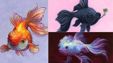 Three gouache fish paintings (I