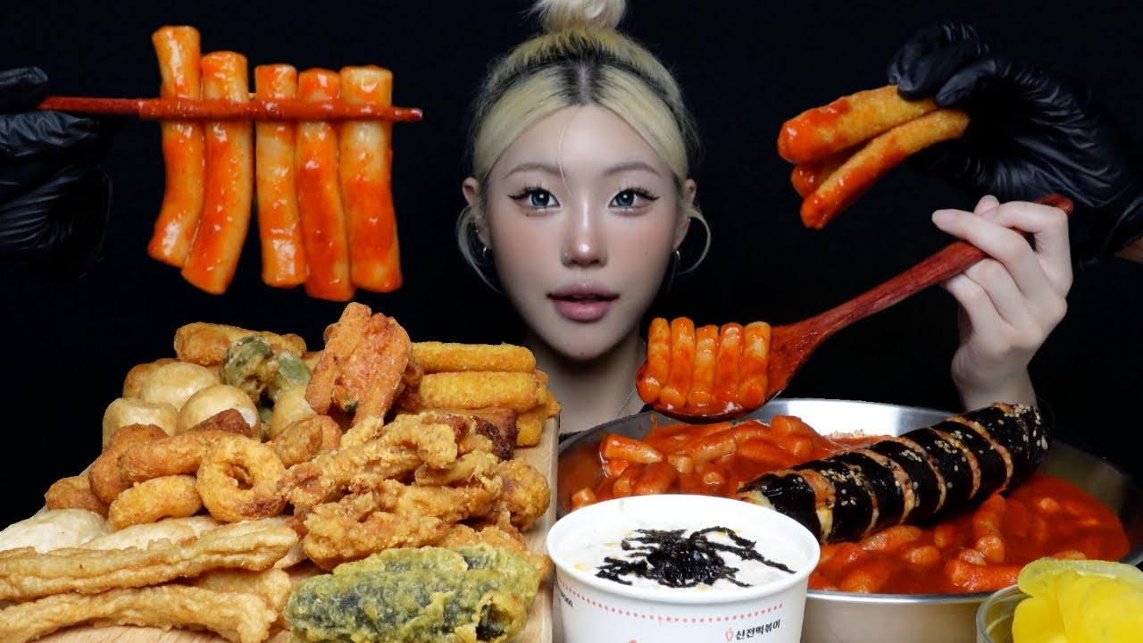 SUB) 신전떡볶이 전메뉴 싹 다 시켰어요🔥 Full Korean Snack Bar Menu: Tteokbokki, Kimbap & Fried Treats Mukbang ASMR
