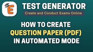 How to Create Question Paper (PDF) in Automated Mode