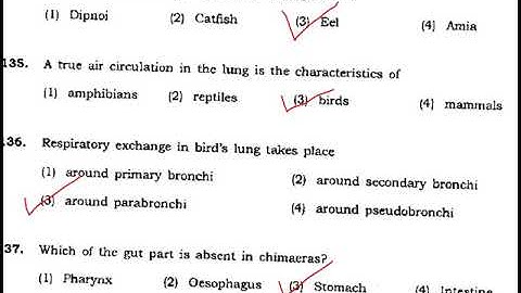 BHU M.Sc. Zoology (2013) entrance MCQ