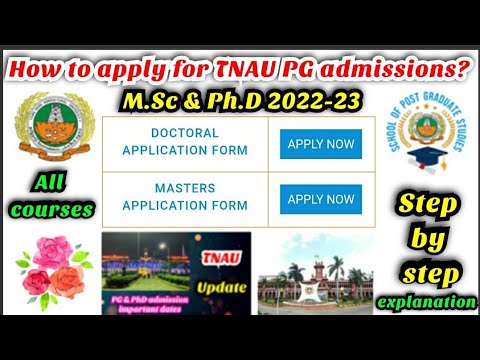 How to fill TNAU PG application 2022? | TNAU PG admissions 2022 | MSc & PhD step by step explanation