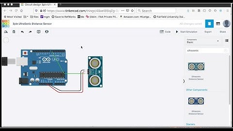 TinkerCAD Demo of 3 Pin Ultrasonic Ranging Sensor
