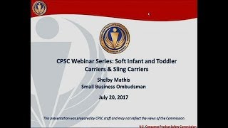 CPSC Webinar: Sling Carriers & Soft Infant and Toddler Carriers screenshot 1