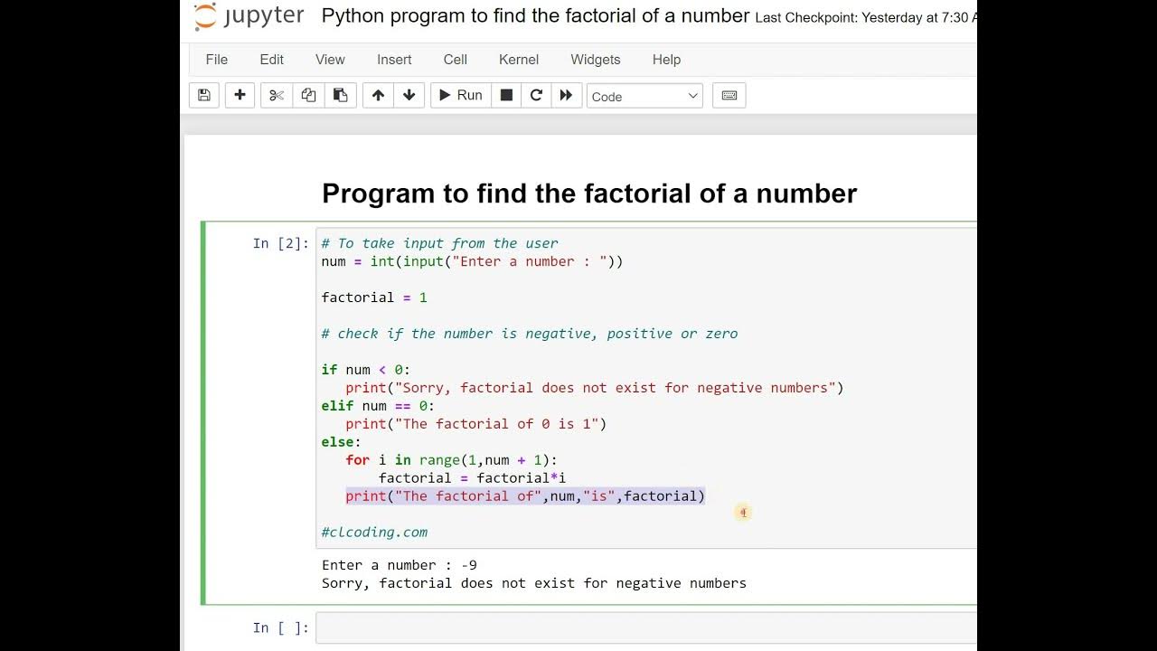 Day 65 : Python program to find the factorial of a number - YouTube