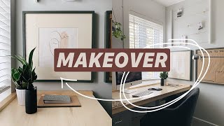 DIY HOME OFFICE MAKEOVER + Desk Build On A Budget | Natural Minimalist Look | Our First House Ep.4