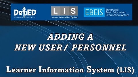 HOW TO ADD A NEW USER/ PERSONNEL IN LIS