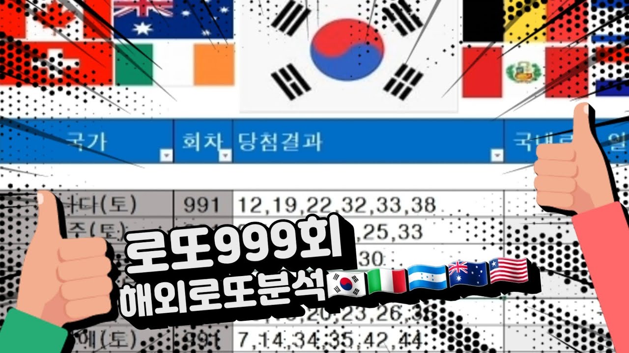 로또999호🌍해외로또분석🇰🇷🇺🇲🇭🇳🇯🇵🇮🇸예상구간,제외수&중복된수 모음 - YouTube