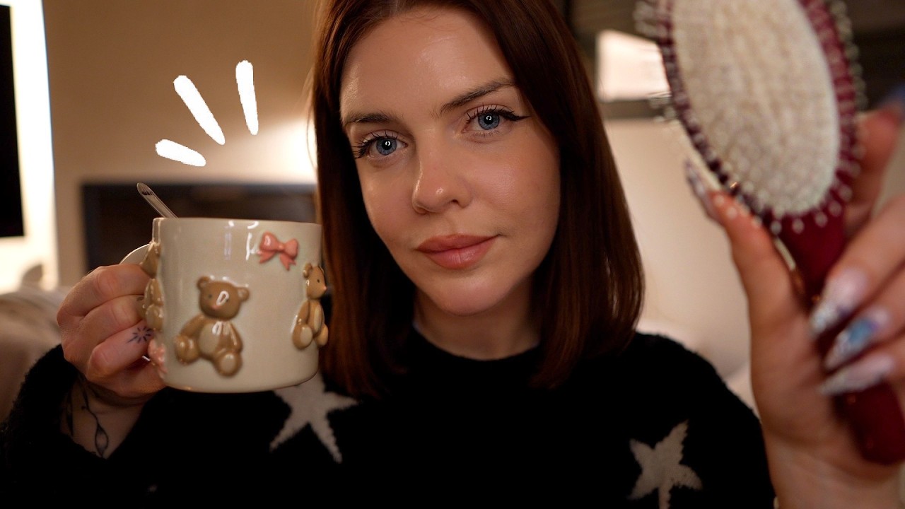 ASMR - Soirée cocooning avec ta meilleure amie 🌧️ (skincare, livres, pluie…)