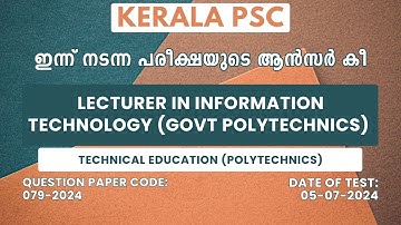 079/2024 | Lecturer in Information Technology (Govt Polytechnics) Answer Key [Provisional]