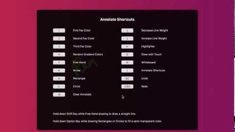 View All Annotate Shortcuts in Presentify App