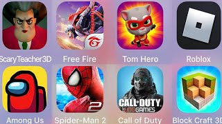 Scary Teacher 3DCall of DutyBlock Craft 3DRobloxTom HeroFree FireSpiderman Amazing 2Among us