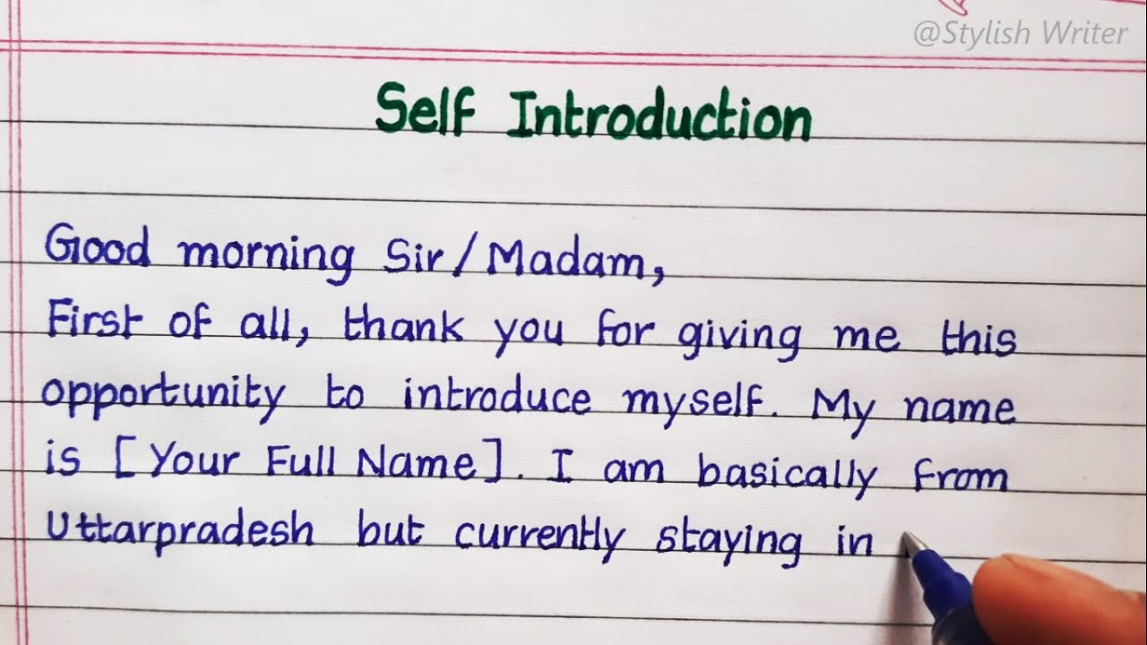 How To Introduce Yourself Example Student