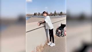 Pretty Paraplegic Girl Trying to Walk