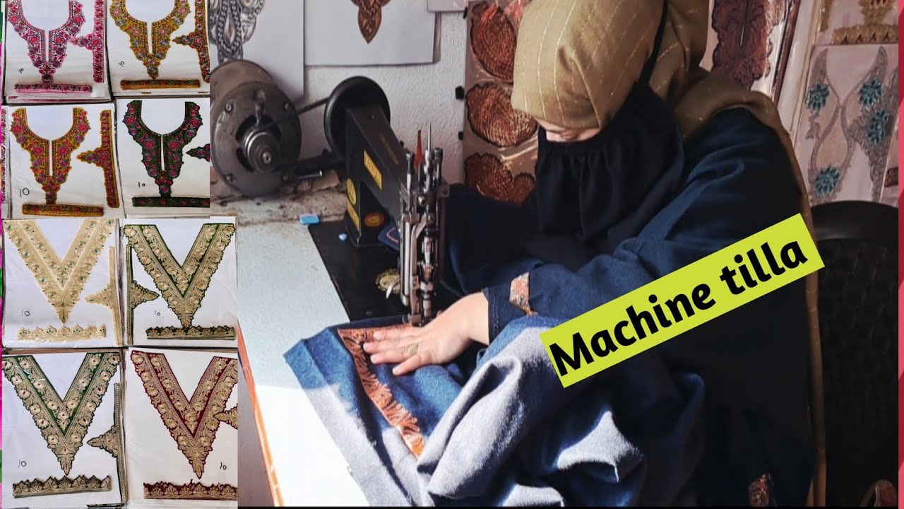 Machine Tilla Work on Fabric | Traditional Kashmiri Style 